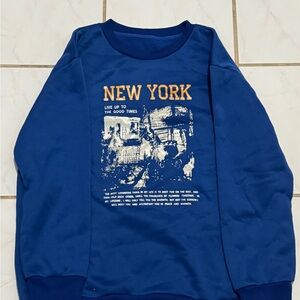 Blue Crewneck Sweater with New York Graphic
